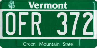 VT license plate OFR372