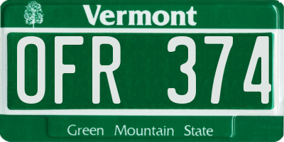 VT license plate OFR374