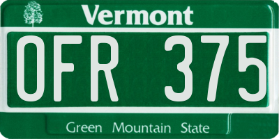 VT license plate OFR375