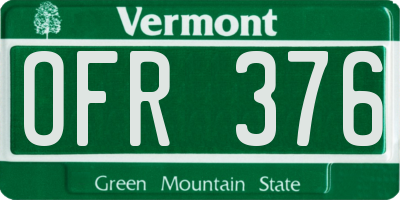 VT license plate OFR376