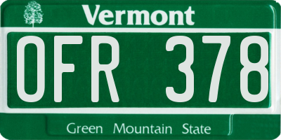 VT license plate OFR378