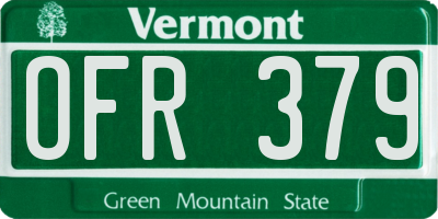 VT license plate OFR379