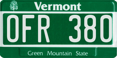 VT license plate OFR380