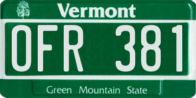 VT license plate OFR381