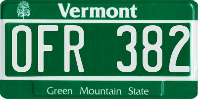 VT license plate OFR382