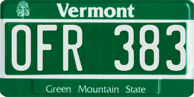 VT license plate OFR383