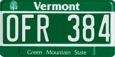 VT license plate OFR384