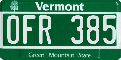 VT license plate OFR385