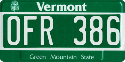 VT license plate OFR386