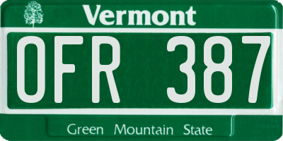 VT license plate OFR387