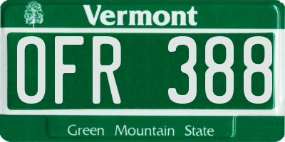 VT license plate OFR388