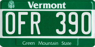 VT license plate OFR390