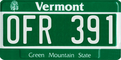 VT license plate OFR391