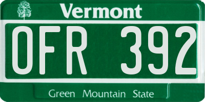 VT license plate OFR392