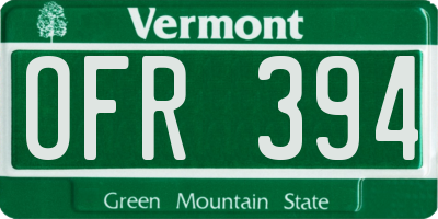 VT license plate OFR394