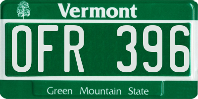 VT license plate OFR396