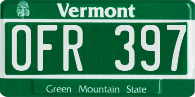 VT license plate OFR397
