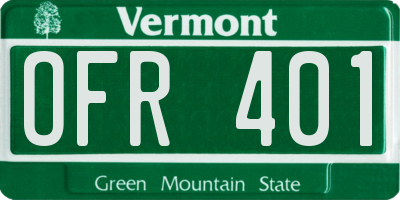 VT license plate OFR401