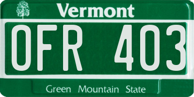 VT license plate OFR403