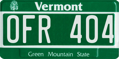 VT license plate OFR404