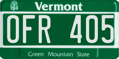 VT license plate OFR405