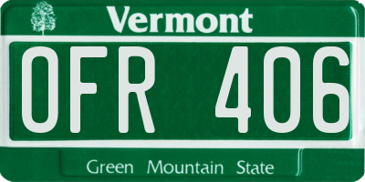VT license plate OFR406