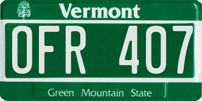 VT license plate OFR407