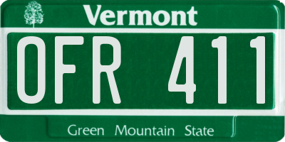 VT license plate OFR411