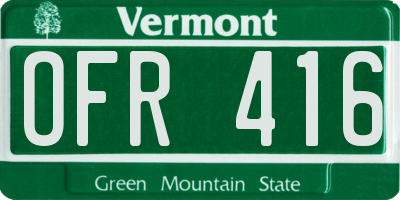 VT license plate OFR416