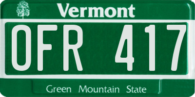 VT license plate OFR417