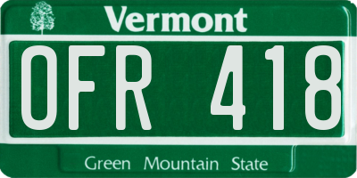 VT license plate OFR418