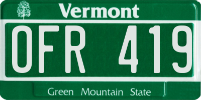 VT license plate OFR419