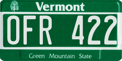 VT license plate OFR422