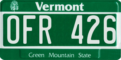 VT license plate OFR426