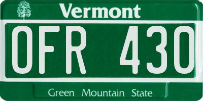 VT license plate OFR430