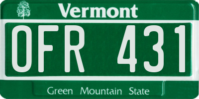 VT license plate OFR431