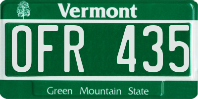 VT license plate OFR435