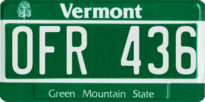 VT license plate OFR436