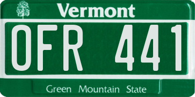 VT license plate OFR441