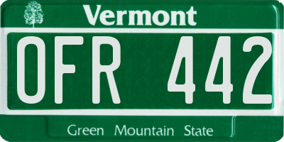 VT license plate OFR442