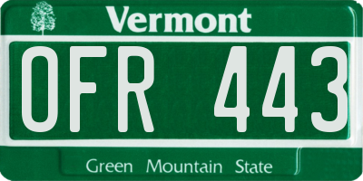 VT license plate OFR443