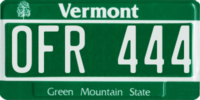 VT license plate OFR444