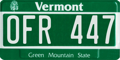 VT license plate OFR447