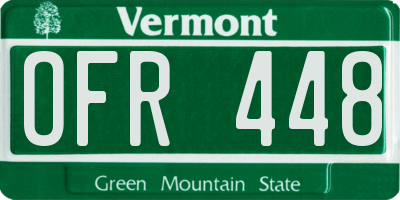 VT license plate OFR448