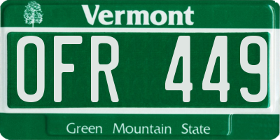 VT license plate OFR449