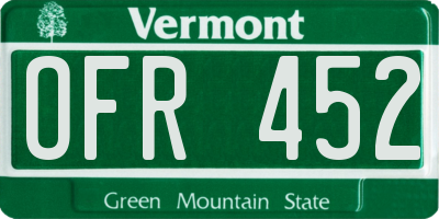 VT license plate OFR452