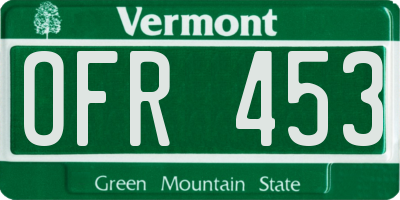 VT license plate OFR453