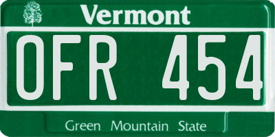 VT license plate OFR454