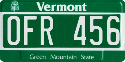 VT license plate OFR456
