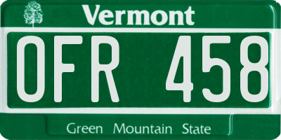 VT license plate OFR458
